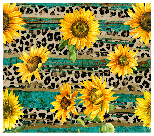 Rustic Sunflower Leopard HOLOGRAPHIC Skinny Tumbler Wrap 20oz